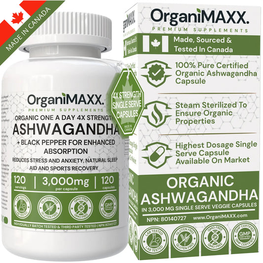 OrganiMAXX Ashwagandha 6X Strength 3,000 MG Capsules OrganiMAXX.