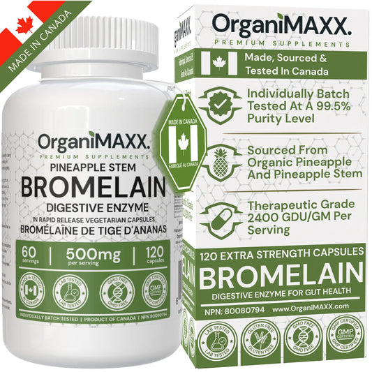 OrganiMAXX Certified Organic Bromelain Capsules 500 MG - 120 Count OrganiMAXX.