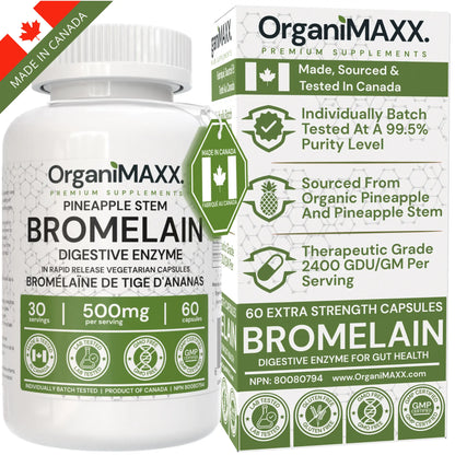 OrganiMAXX Certified Organic Bromelain Capsules 500 MG - 60 Capsules OrganiMAXX.