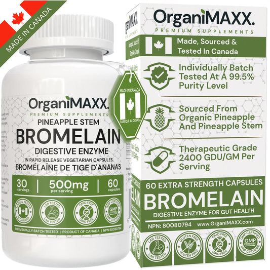 OrganiMAXX Certified Organic Bromelain Capsules 500 MG - 60 Capsules OrganiMAXX.