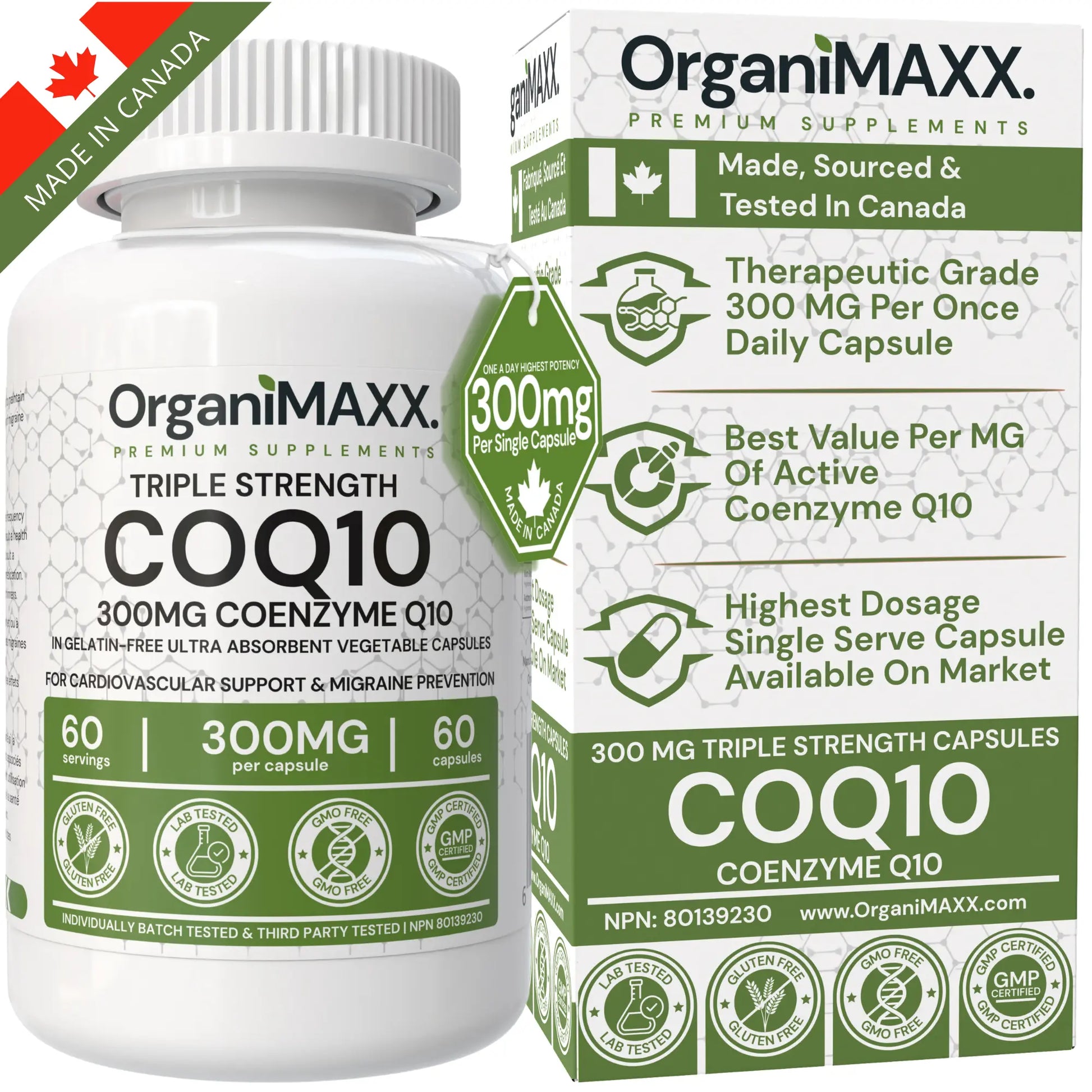 OrganiMAXX COQ10 Triple Strength 300 MG Capsules OrganiMAXX.