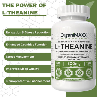 OrganiMAXX L-Theanine Extra Strength 300 MG Capsules OrganiMAXX.