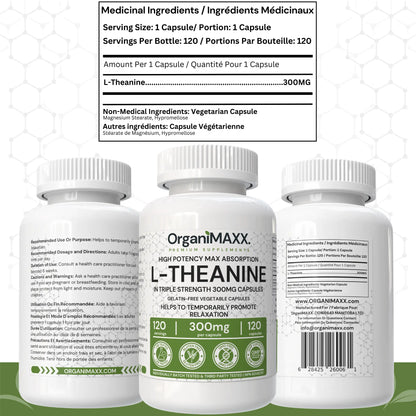 OrganiMAXX L-Theanine Extra Strength 300 MG Capsules OrganiMAXX.