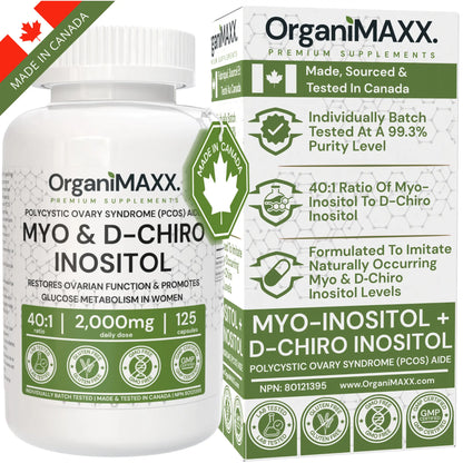OrganiMAXX Myo Inositol & D Chiro Inositol PCOS Supplement For Women OrganiMAXX.