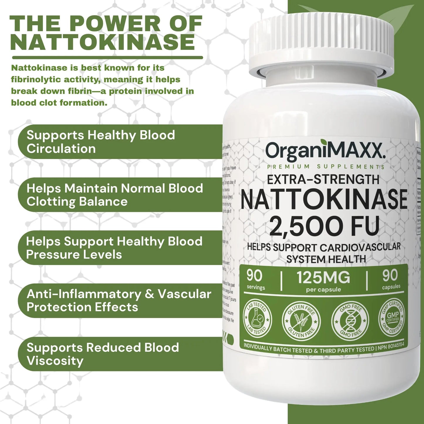 OrganiMAXX Nattokinase Extra Strength 125 MG Capsules OrganiMAXX.
