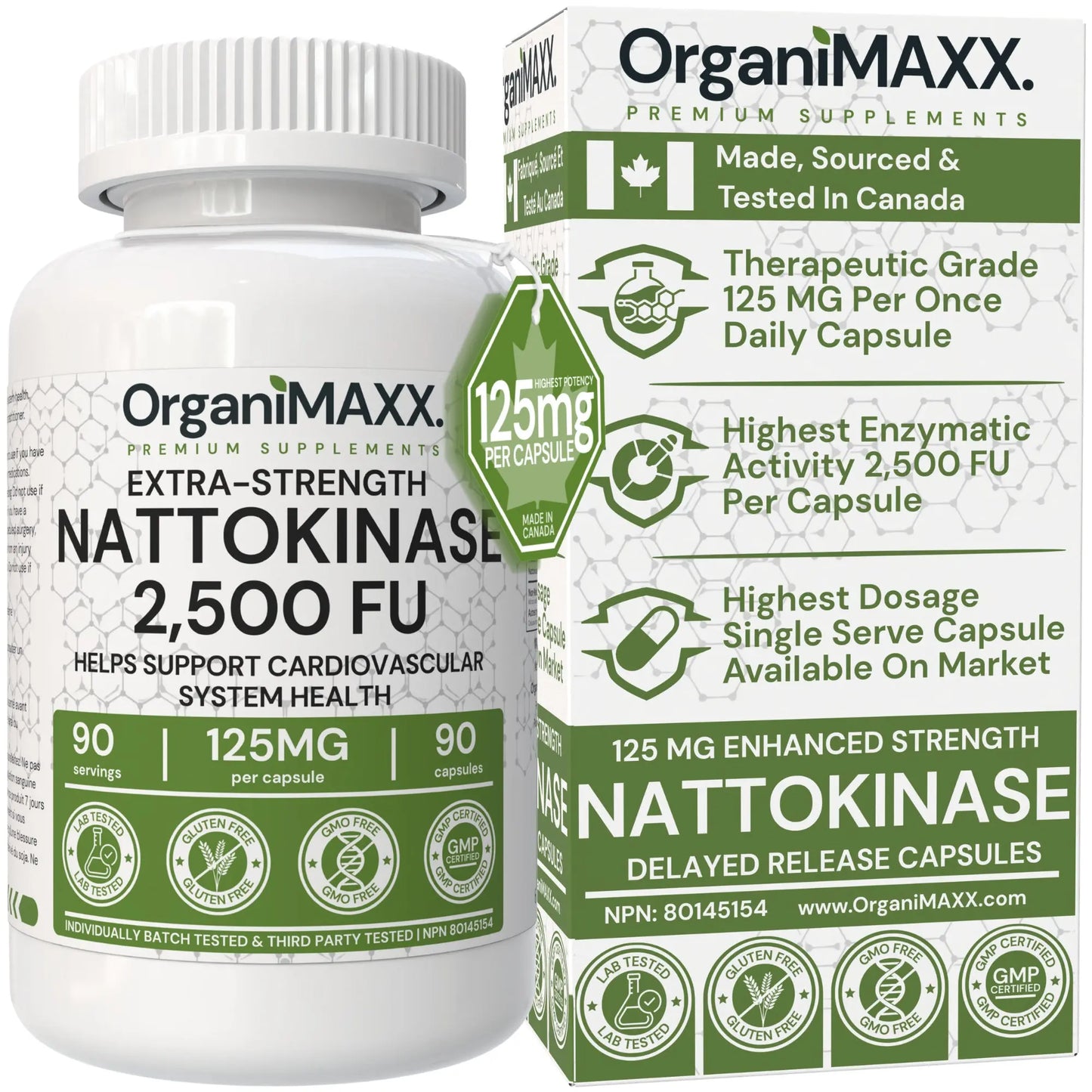 OrganiMAXX Nattokinase Extra Strength 125 MG Capsules OrganiMAXX.