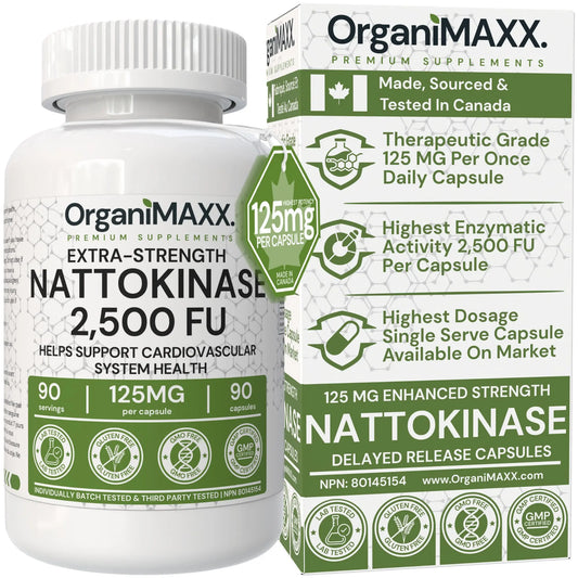 OrganiMAXX Nattokinase Extra Strength 125 MG Capsules OrganiMAXX.