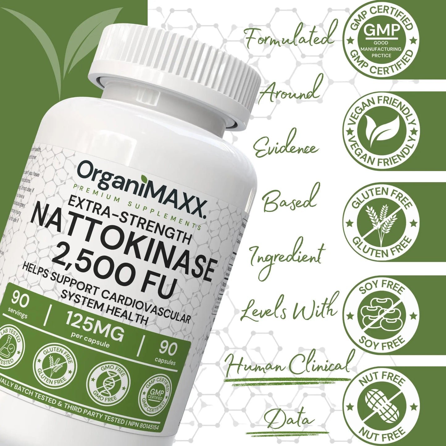 OrganiMAXX Nattokinase Extra Strength 125 MG Capsules OrganiMAXX.