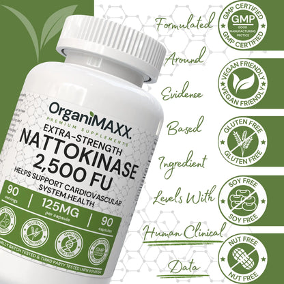 OrganiMAXX Nattokinase Extra Strength 125 MG Capsules OrganiMAXX.