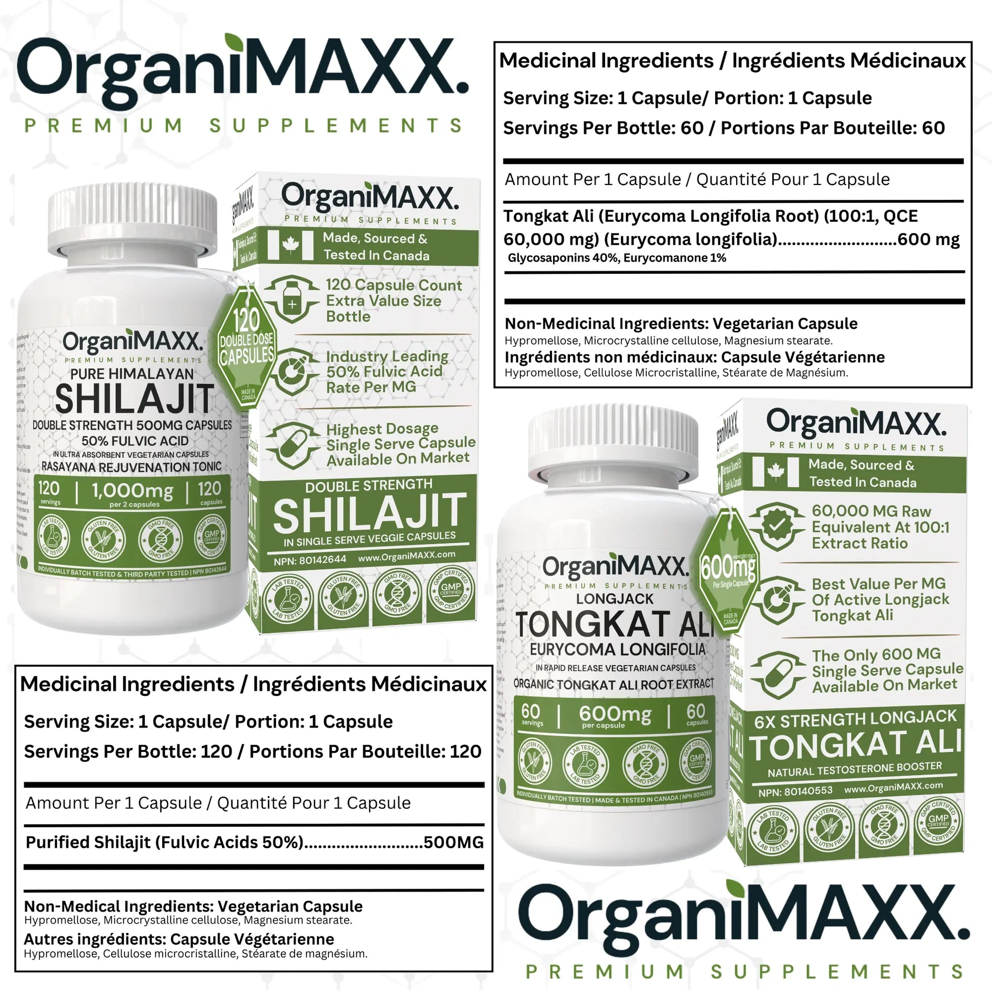 OrganiMAXX Double Strength Shilajit + Tongkat Ali Bundle Pack OrganiMAXX.