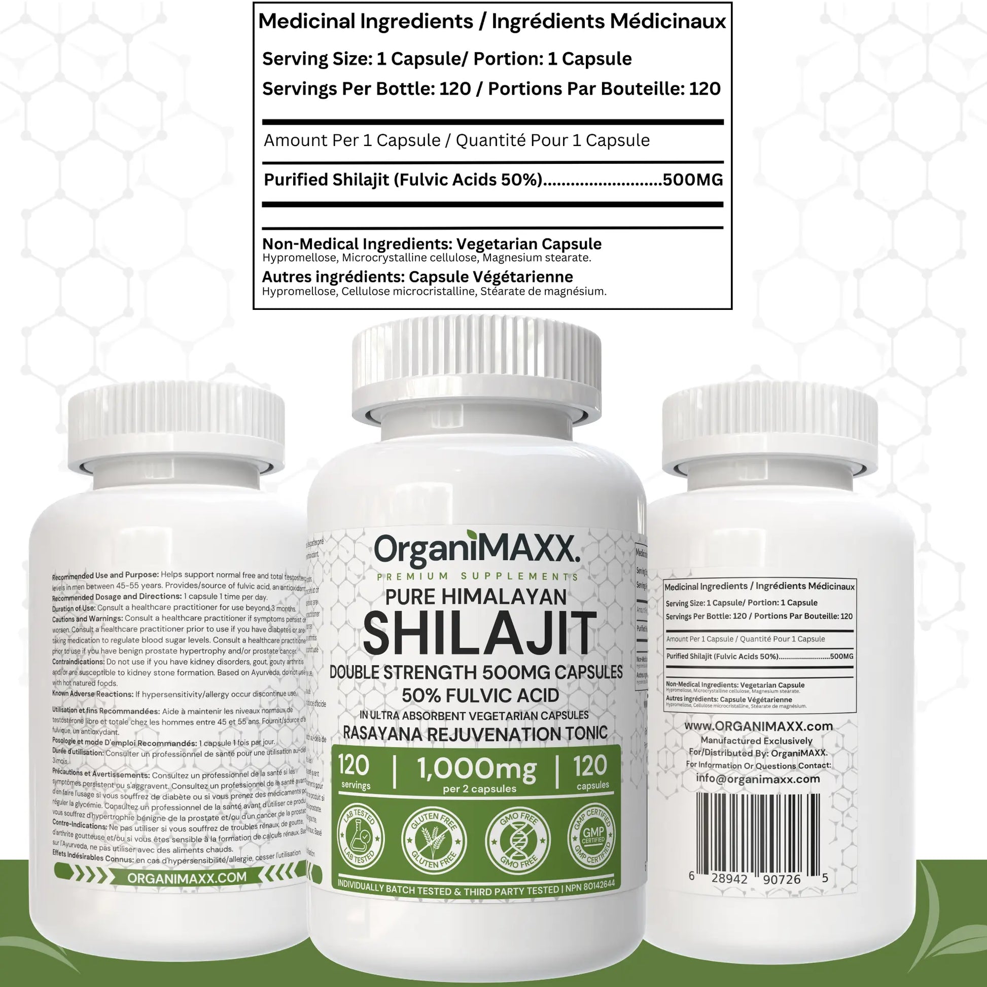 OrganiMAXX Pure Himalayan Organic Shilajit Double Dose Capsules OrganiMAXX.