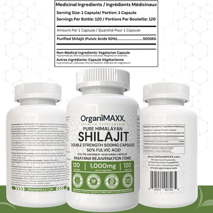 OrganiMAXX Pure Himalayan Organic Shilajit Double Dose Capsules OrganiMAXX.