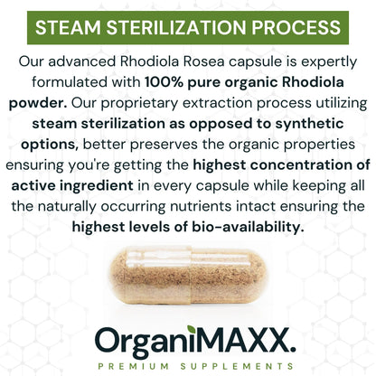 OrganiMAXX Certified Organic Rhodiola Rosea Capsules 400 MG OrganiMAXX.