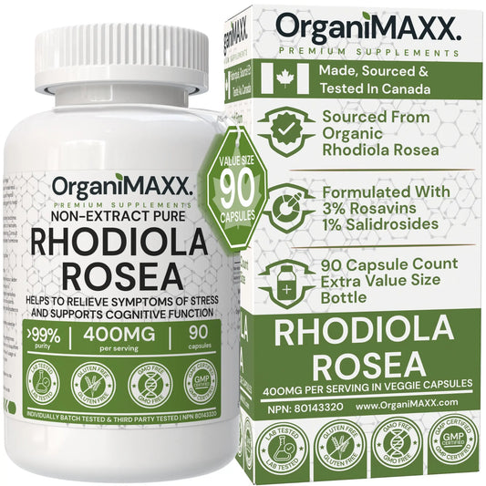 OrganiMAXX Certified Organic Rhodiola Rosea Capsules 400 MG OrganiMAXX.