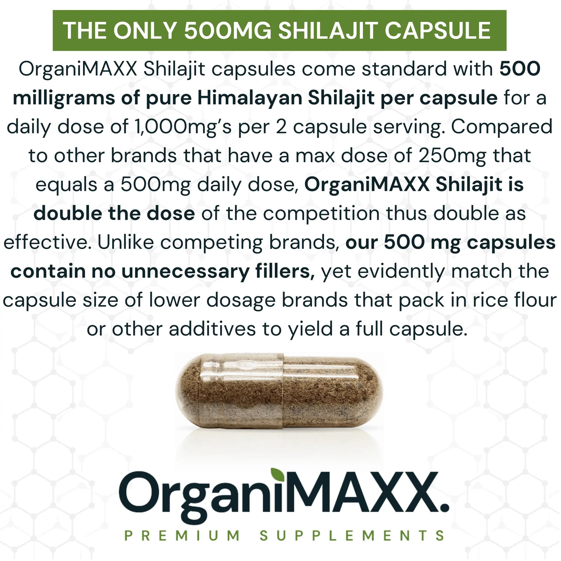 OrganiMAXX Pure Himalayan Shilajit Double Dose Capsules - 120 Count OrganiMAXX.
