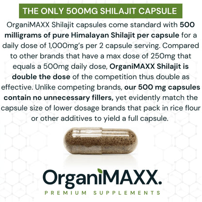 OrganiMAXX Pure Himalayan Shilajit Double Dose Capsules - 120 Count OrganiMAXX.