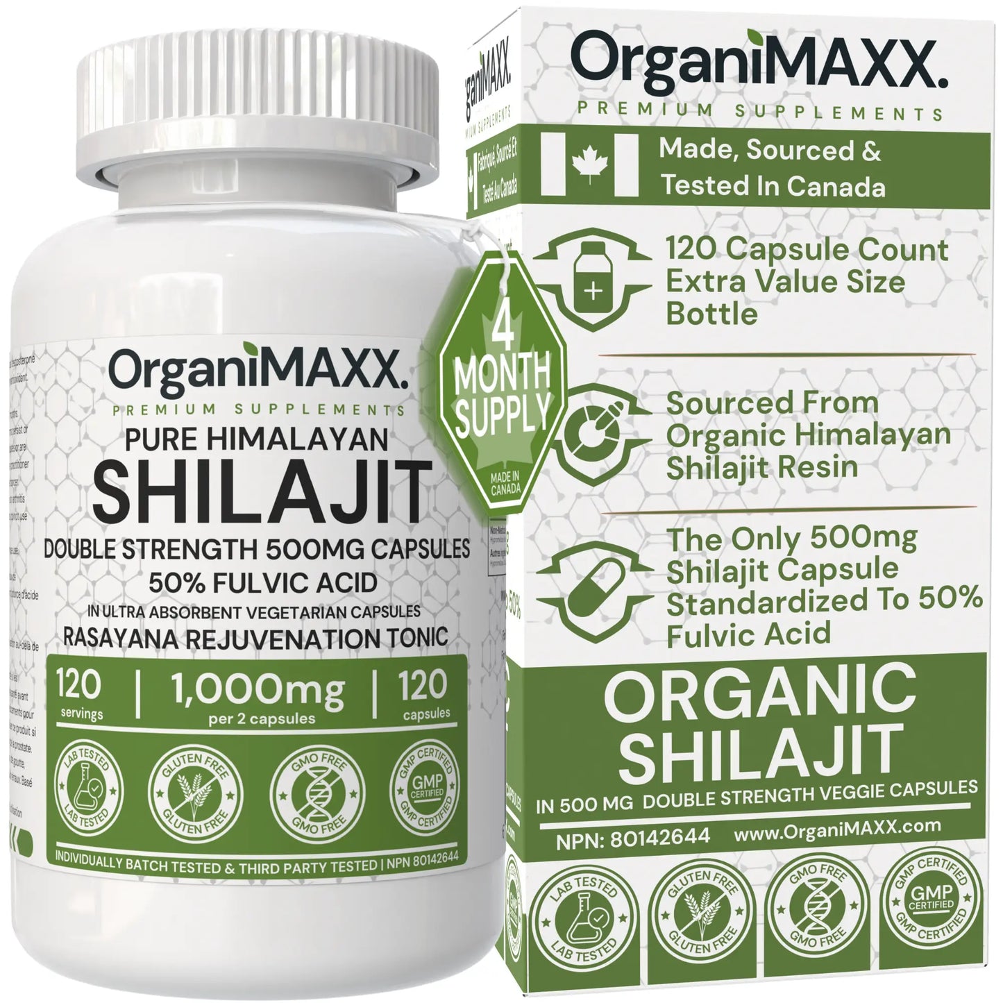 OrganiMAXX Pure Himalayan Organic Shilajit Double Dose Capsules OrganiMAXX.