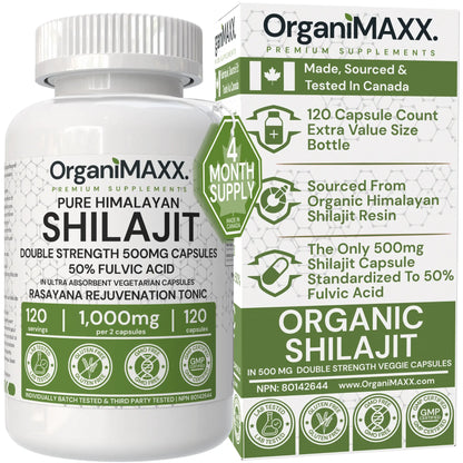 OrganiMAXX Pure Himalayan Organic Shilajit Double Dose Capsules OrganiMAXX.