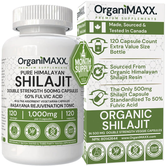 OrganiMAXX Pure Himalayan Organic Shilajit Double Dose Capsules OrganiMAXX.