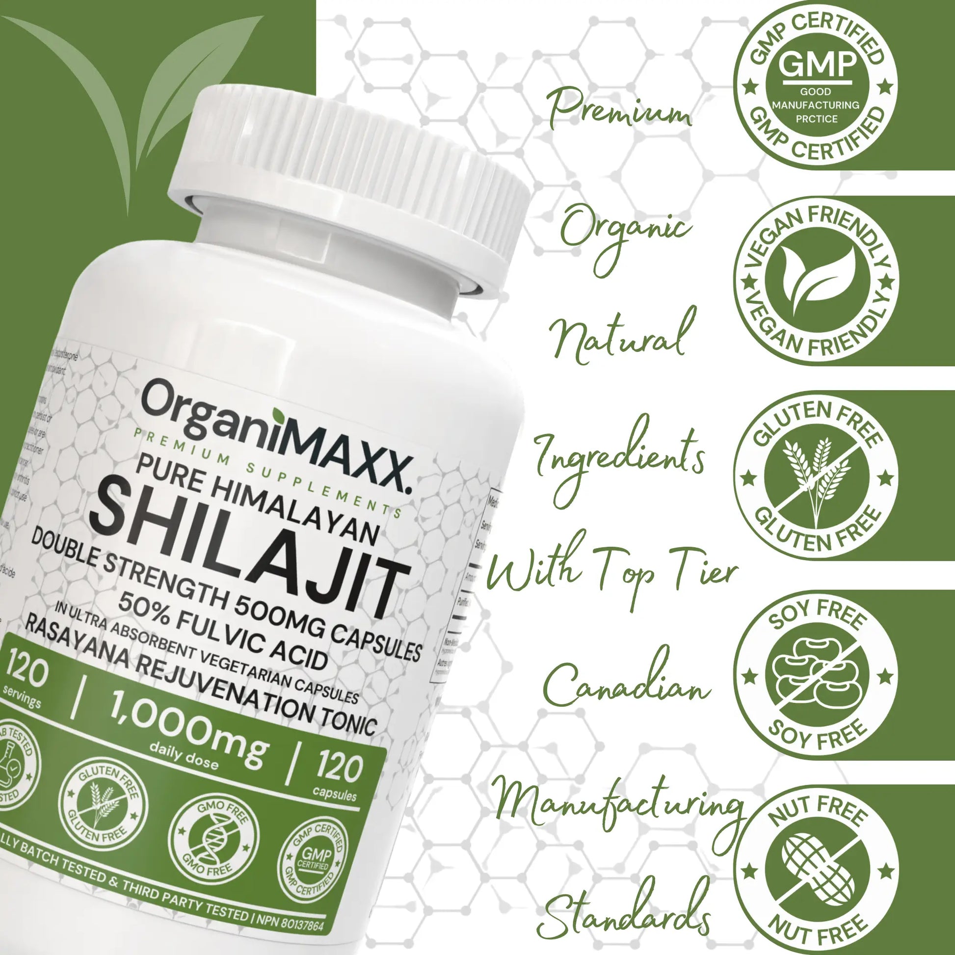 OrganiMAXX Pure Himalayan Shilajit Double Dose Capsules - 120 Count OrganiMAXX.