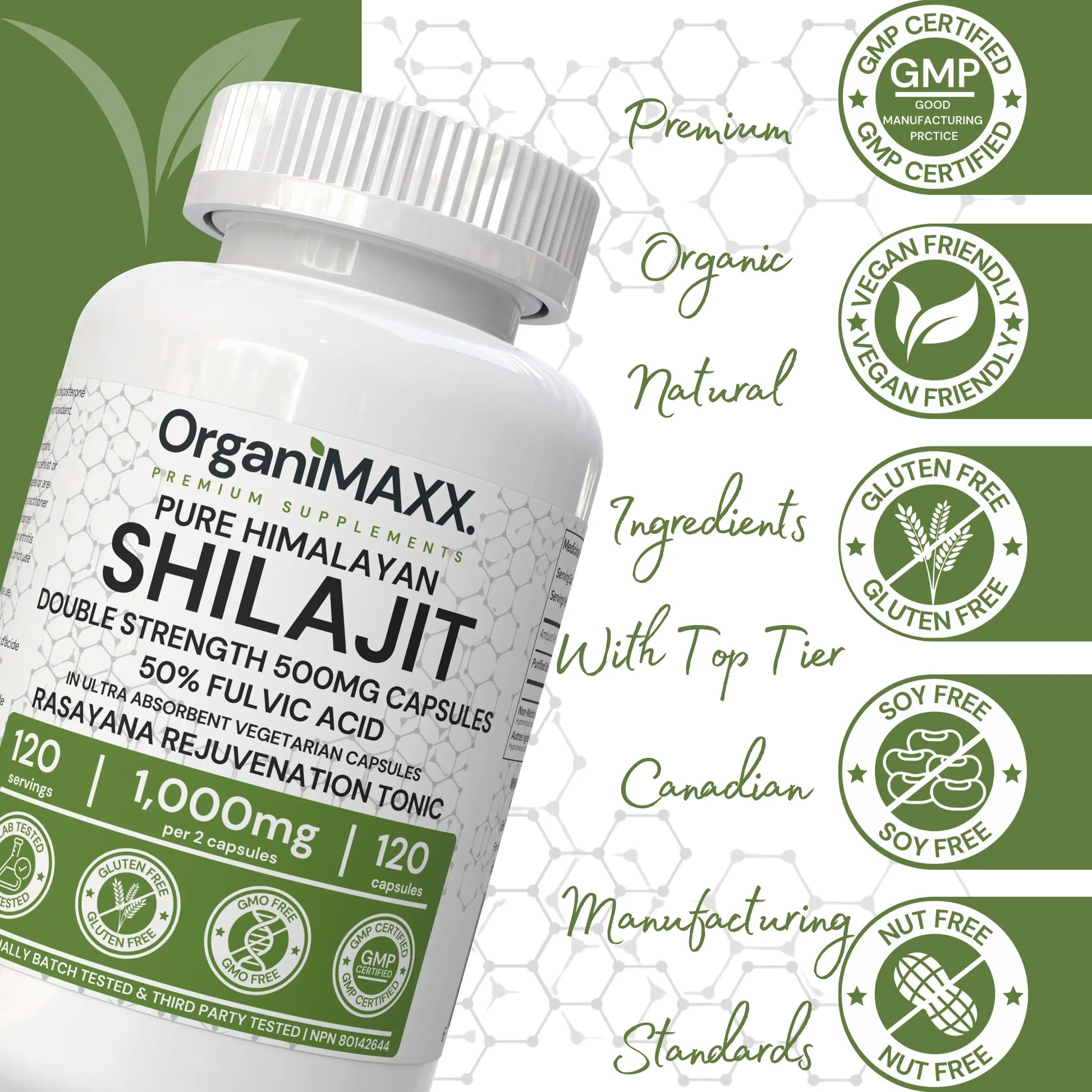 OrganiMAXX Pure Himalayan Organic Shilajit Double Dose Capsules OrganiMAXX.