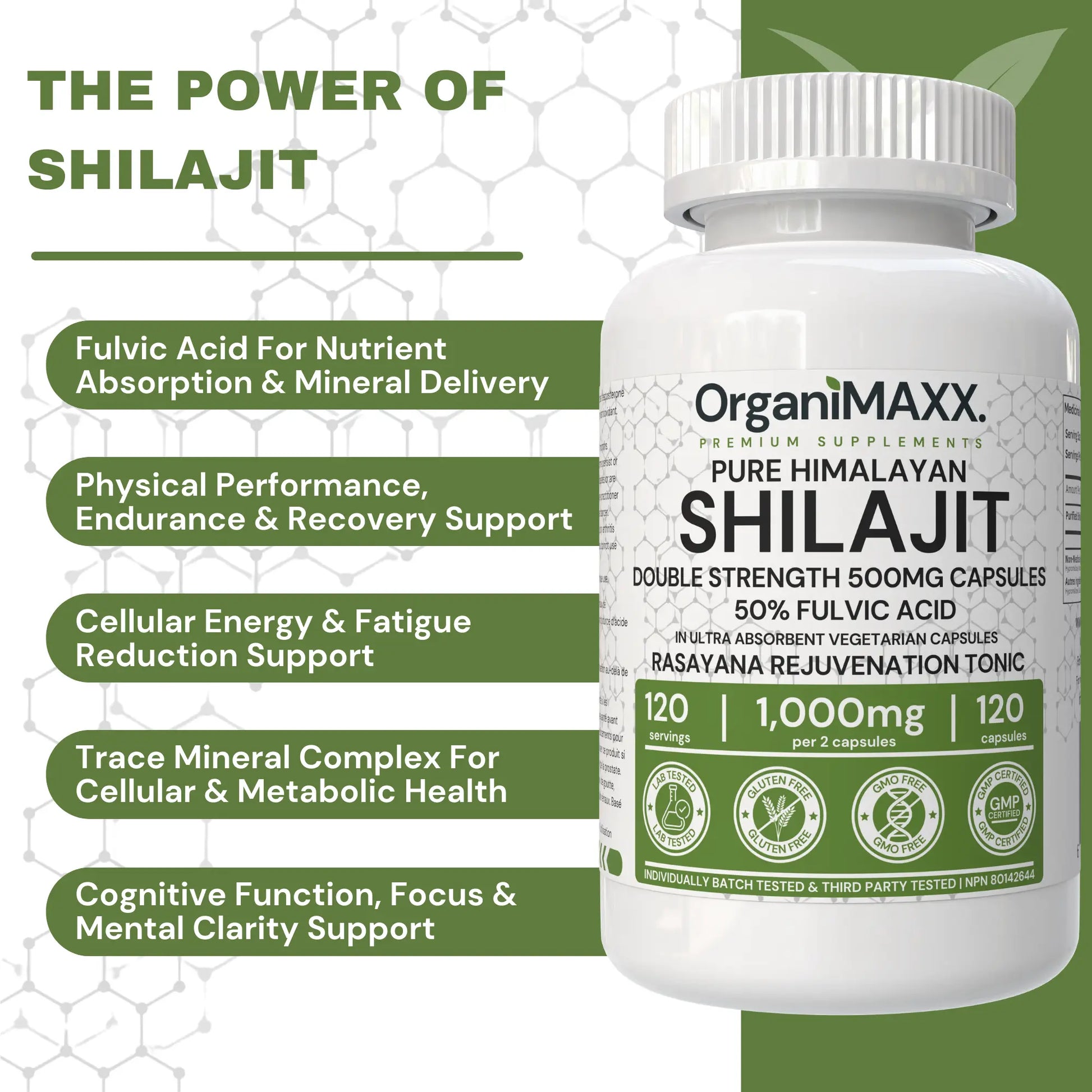 OrganiMAXX Pure Himalayan Organic Shilajit Double Dose Capsules OrganiMAXX.