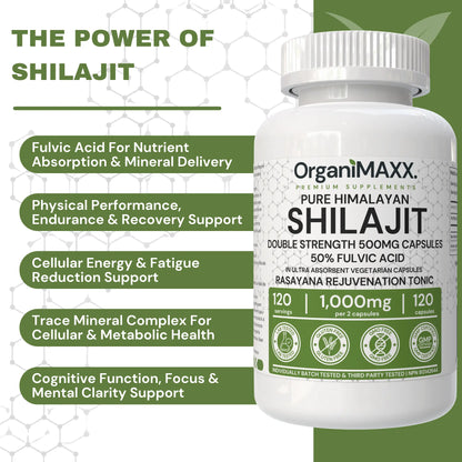 OrganiMAXX Pure Himalayan Organic Shilajit Double Dose Capsules OrganiMAXX.