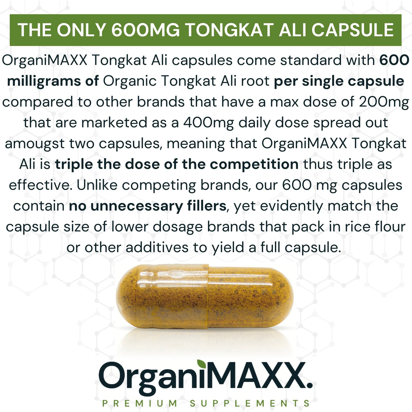 OrganiMAXX Tongkat Ali 600 MG Capsules - 60 Count OrganiMAXX.
