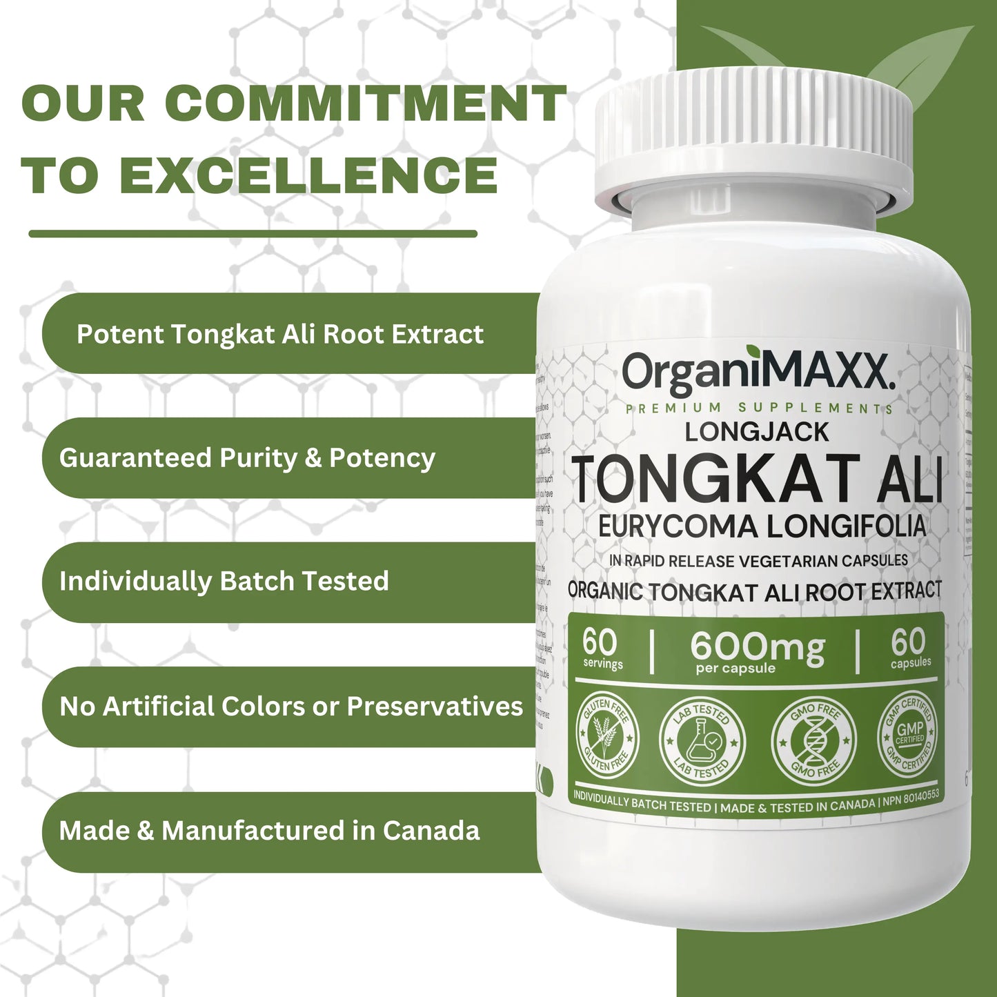 OrganiMAXX Tongkat Ali 600 MG Capsules - 60 Count OrganiMAXX.