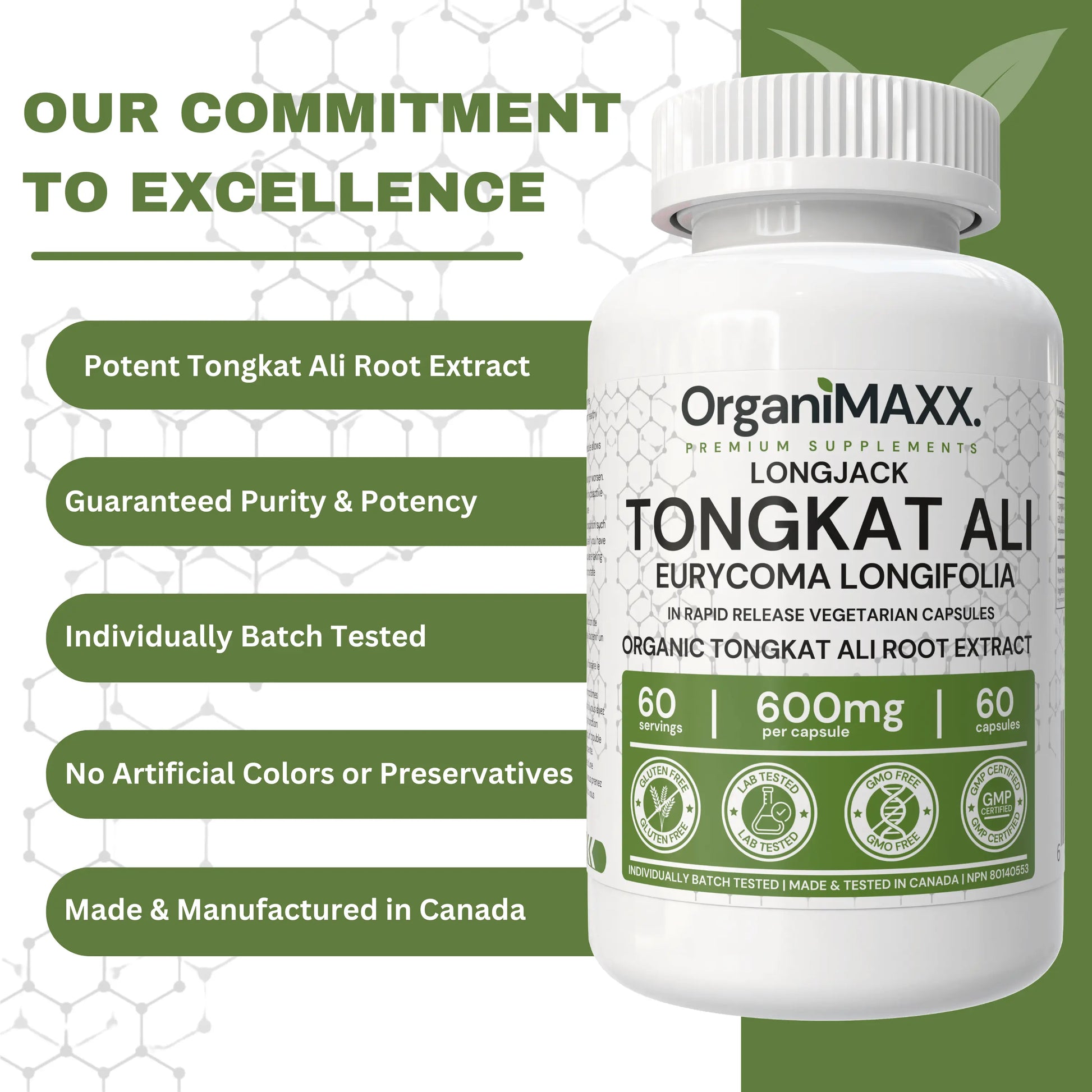 OrganiMAXX Tongkat Ali 600 MG Capsules - 60 Count OrganiMAXX.
