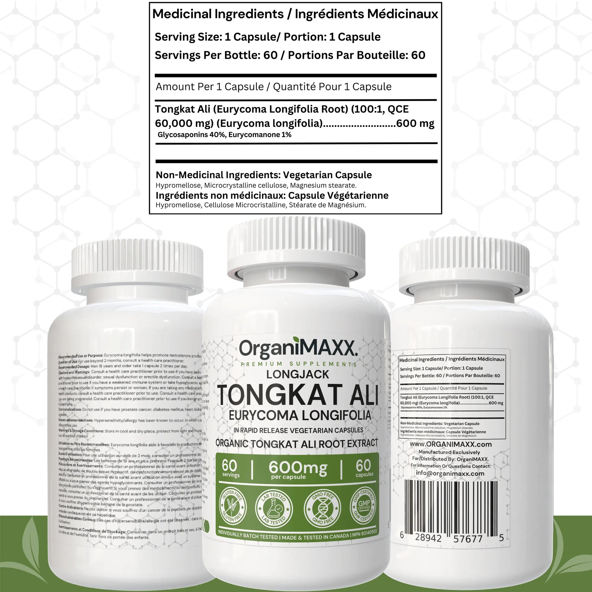OrganiMAXX Tongkat Ali 600 MG Capsules - 60 Count OrganiMAXX.