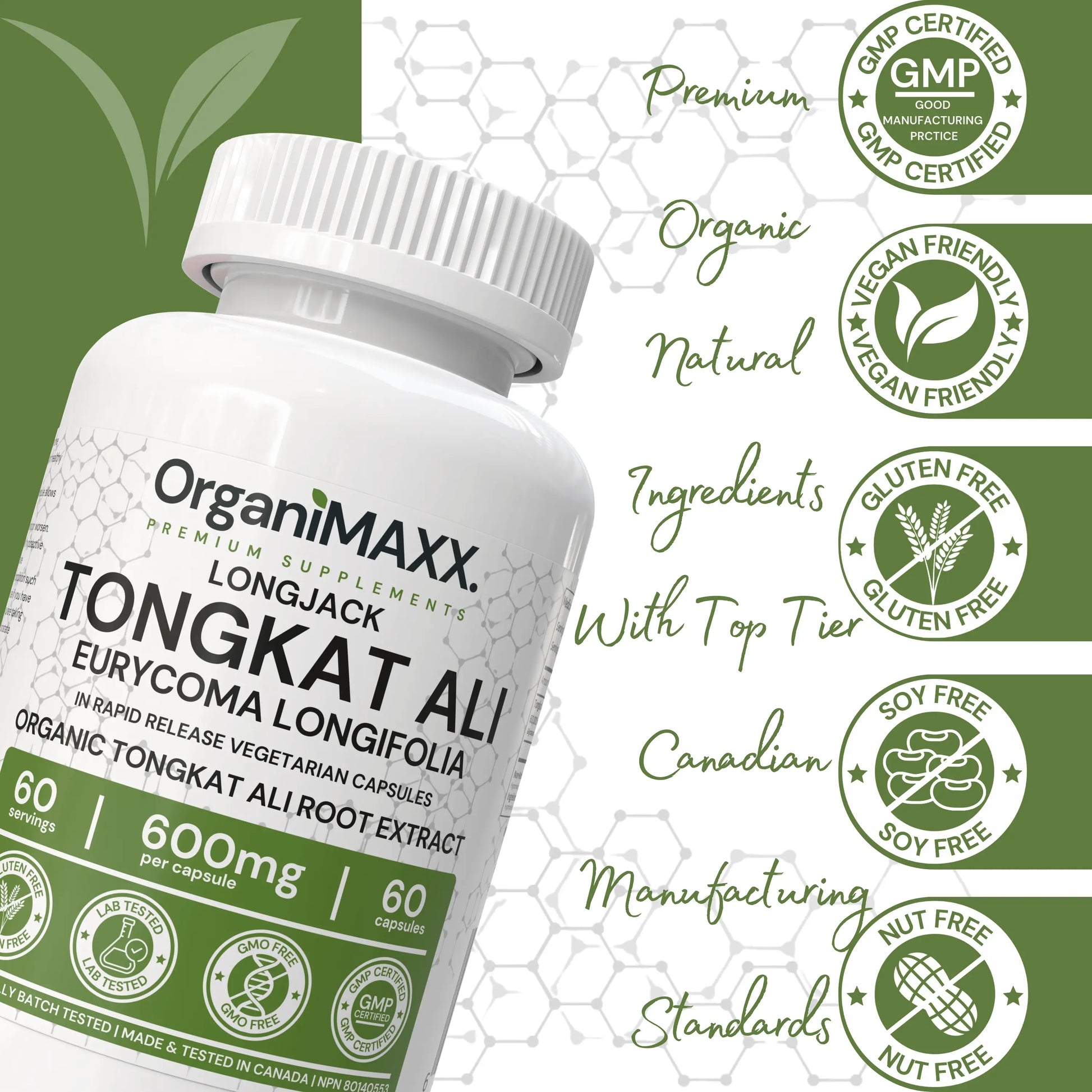 OrganiMAXX Tongkat Ali 600 MG Capsules - 60 Count OrganiMAXX.