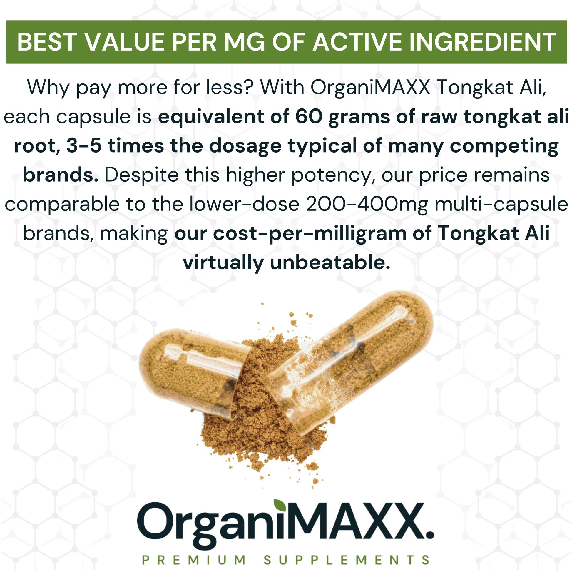 OrganiMAXX Tongkat Ali 600 MG Capsules - 60 Count OrganiMAXX.